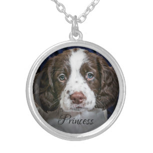 Your Dogs Photo with Name Silver Plated Necklace
