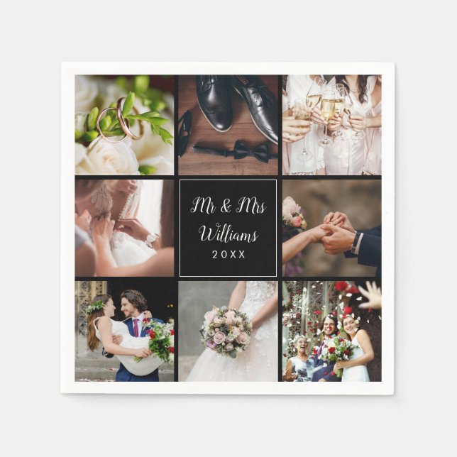 Your Eight Favourite Wedding Photos Collage Napkins (Front)