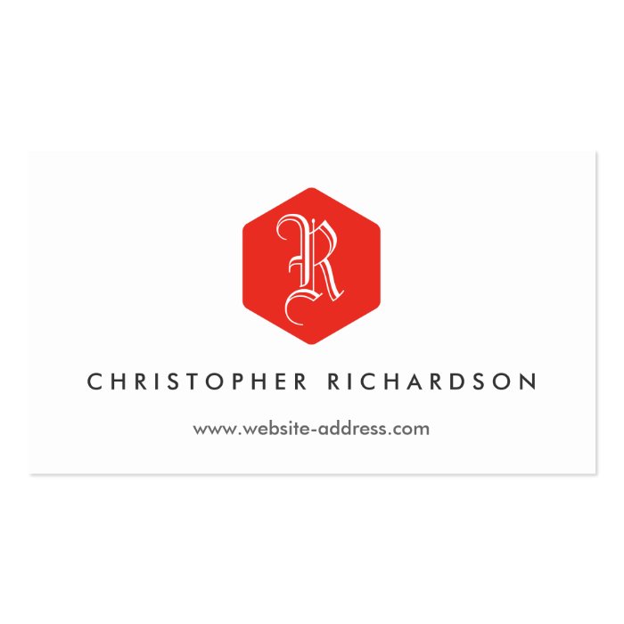 YOUR ELEGANT MONOGRAM LOGO IN RED & WHITE BUSINESS CARD TEMPLATE