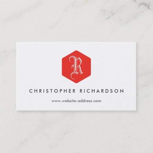 YOUR ELEGANT MONOGRAM LOGO IN RED &amp; WHITE BUSINESS CARD TEMPLATE