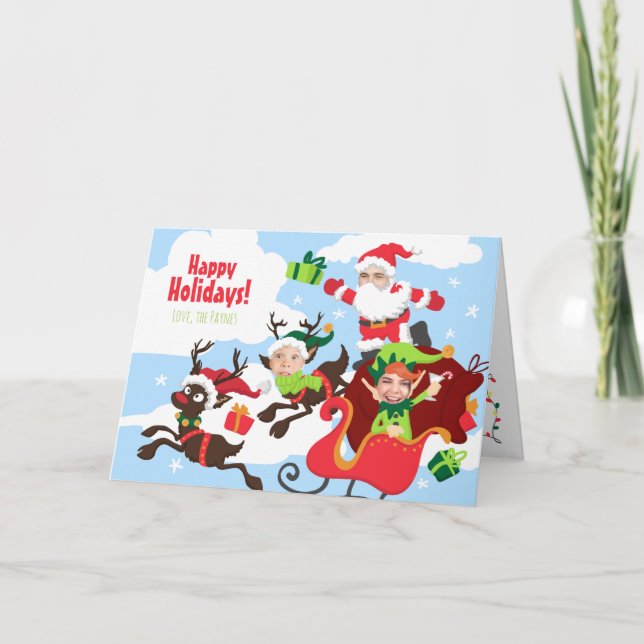 Your Face Here! Family of 3 Funny Christmas Card (Front)