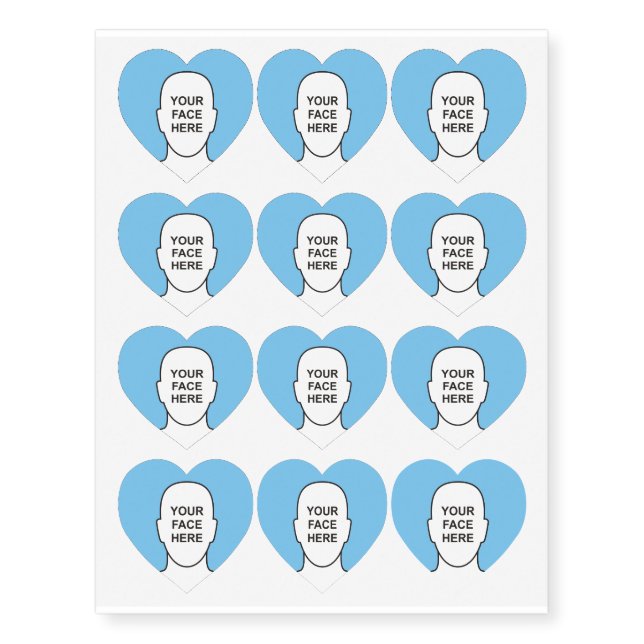 Your Face in Heart Temporary Tattoos (Front)
