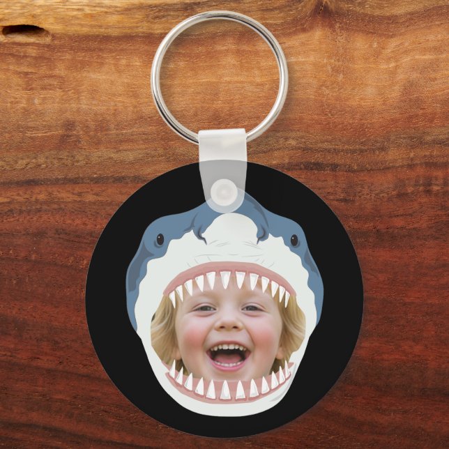 Your Face In Sharks Mouth Funny  Keychain (Front)