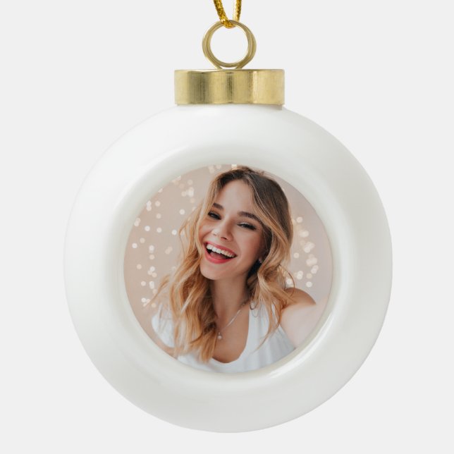 Your face on a birthday ceramic ball christmas ornament (Front)