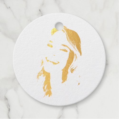 Your face on a birthday  foil favor tags