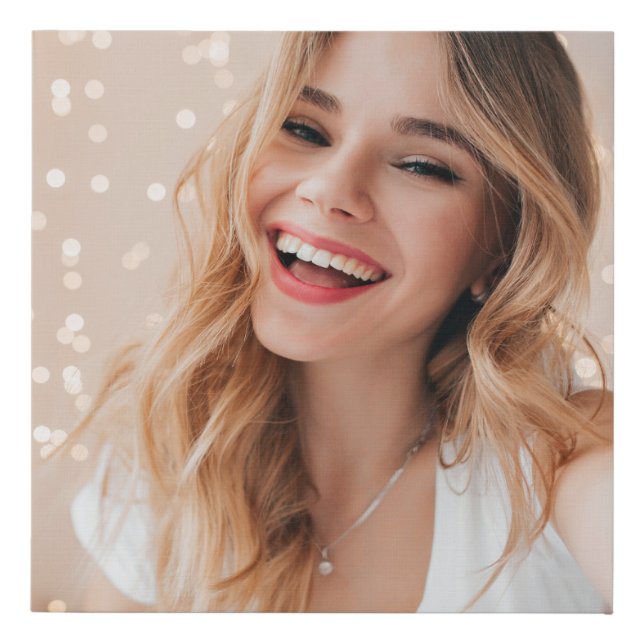 Your face on a birthday personalized faux canvas print (Front)