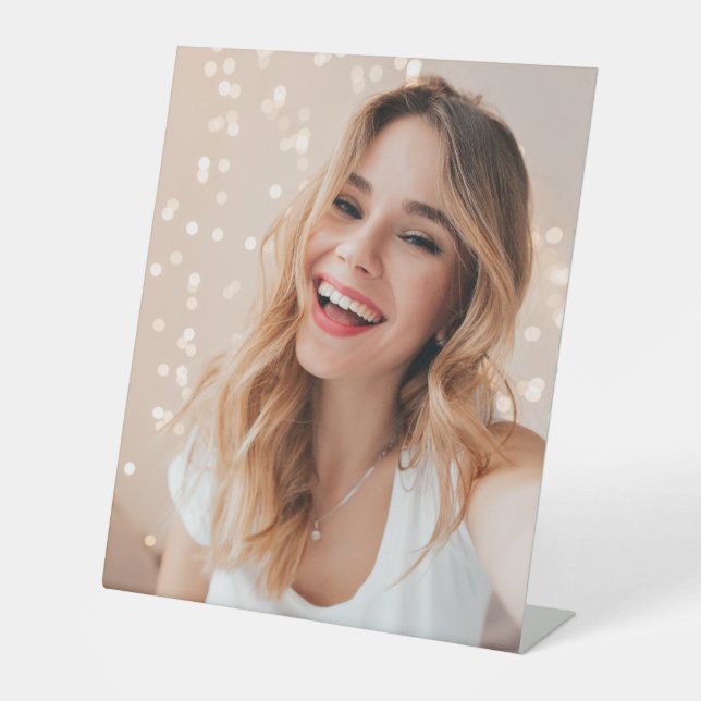 Your face on a birthday personalized pedestal sign (Front)