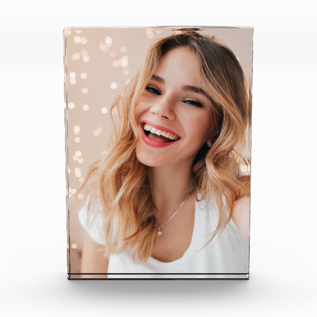 Your face on a birthday personalized photo block (Front)