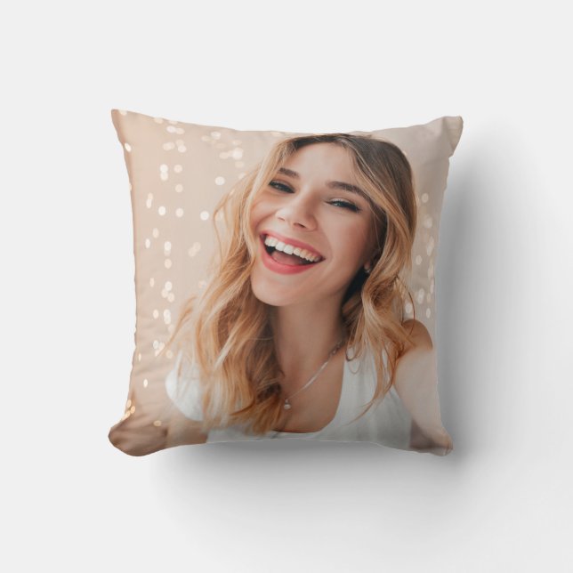 Your face on a birthday personalized throw pillow (Front)