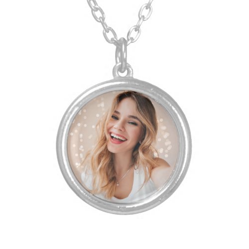 Your face on a birthday silver plated necklace