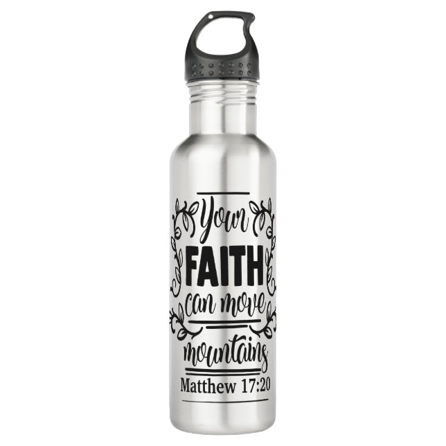your faith can move mountains.svg stainless steel water bottle (Front)