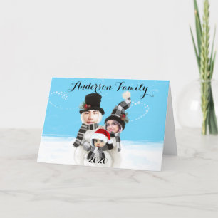 Your family as holiday snowmen card