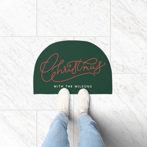 Your Family Christmas Modern Script Family Name Doormat