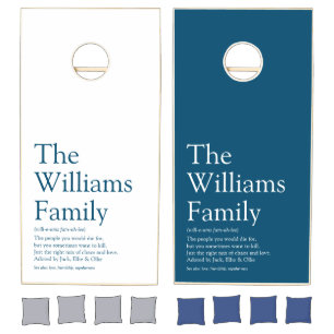 Your Family Definition Blue Fun Typographic Cornhole Set