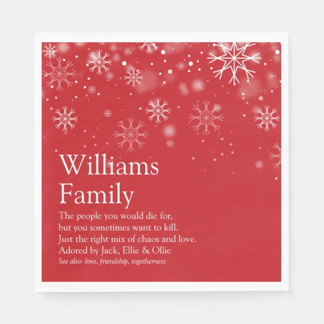 Your Family Definition Personalized Christmas Napkins (Front)