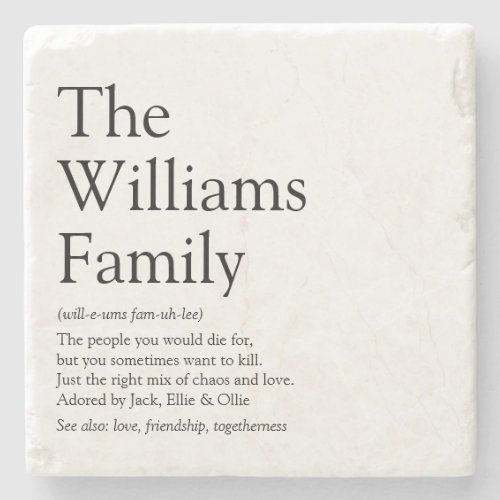Your Family Name Definition Personalized Stone Coaster