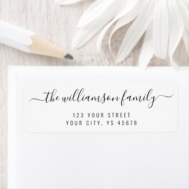 Your Family Name Elegant Script Lettering Address Label (Insitu)