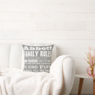 Your Family Name Family Rules & Established Date Throw Pillow