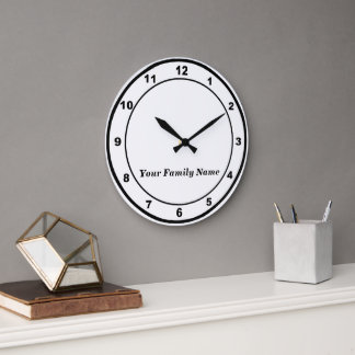 Your Family Name on White Round Wall Clock