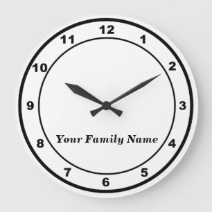 Your Family Name on White Round Wall Clock