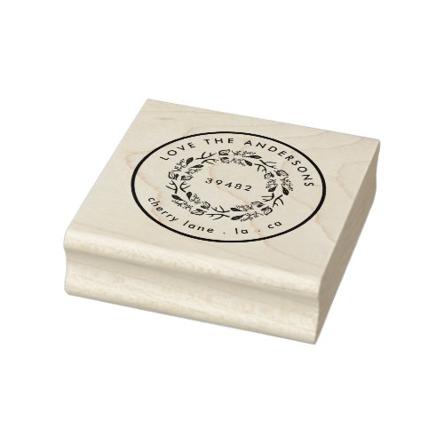 Your Family Name Return Address Wreath Rubber Stamp Your Family Name Return Address Wreath Rubber Stamp
