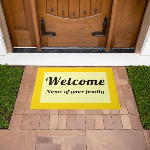 Your Family Name With Welcome on Yellow Doormat