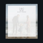 Your Family Photo Backdrop | Custom Monogram Notepad<br><div class="desc">A custom notepad that features your favorite family photo in the backdrop along with a name and wreathed monogram towards the bottom.</div>