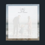 Your Family Photo Backdrop | Custom Monogram Notepad<br><div class="desc">A custom notepad that features your favorite family photo in the backdrop along with a name and wreathed monogram towards the bottom.</div>
