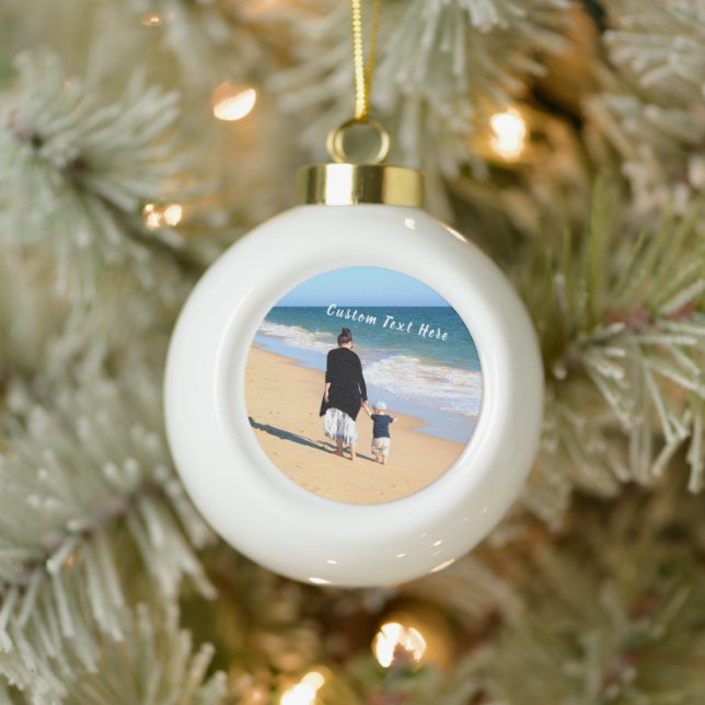 Your Family Photo Christmas Ornament Custom Text (Tree)