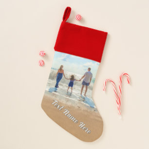 Your Family Photo Christmas Stocking Custom Text