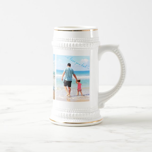 Your Family Photo Collage Beer Stein with Text (Right)