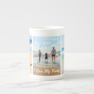 Your Family Photo Collage Bone China Mug with Text