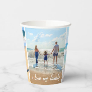 Your Family Photo Collage Paper Cups Custom Text