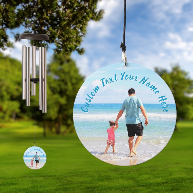Your Family Photo Custom Text Name Personalized Wind Chime (Outdoor)