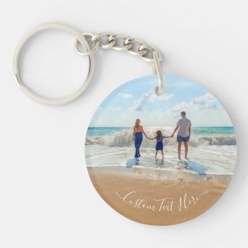 Your Family Photo Keychain Gift with Custom Text