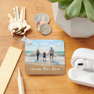 Your Family Photo Keychain Gift with Custom Text
