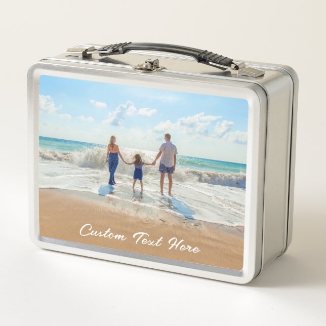 Your Family Photo Metal Lunch Box Gift Custom Text (Front)