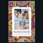 Your Family Photo Month By Month Personalized Calendar<br><div class="desc">Add your own family photographs or art - your own unique calendar - simply upload your own photos or artwork and make a one of a kind personalized wall calendar from Ricaso. Designed with a fun modern paisley colorful pattern cover background.</div>