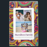 Your Family Photo Month By Month Personalized Calendar<br><div class="desc">Add your own family photographs or art - your own unique calendar - simply upload your own photos or artwork and make a one of a kind personalized wall calendar from Ricaso. Designed with a fun modern paisley colorful pattern cover background.</div>