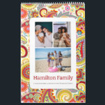 Your Family Photo Month By Month Personalized Calendar<br><div class="desc">Add your own family photographs or art - your own unique calendar - simply upload your own photos or artwork and make a one of a kind personalized wall calendar from Ricaso. Designed with a fun modern paisley colorful pattern cover background.</div>