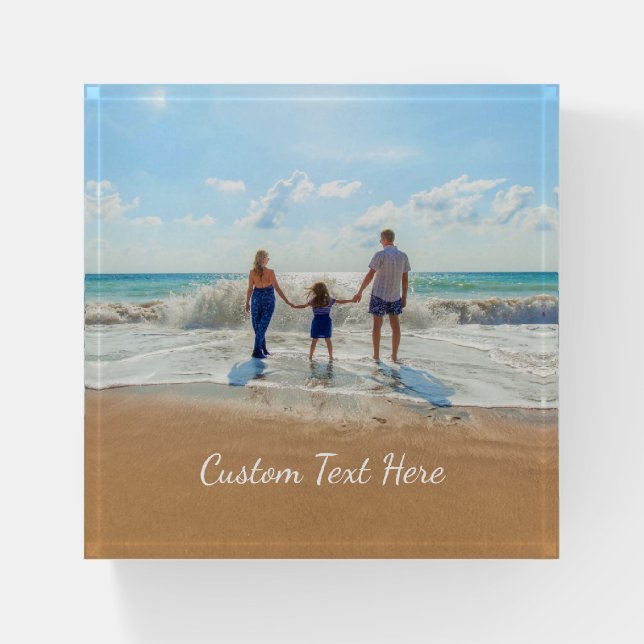 Your Family Photo Paperweight with Custom Text (Front)