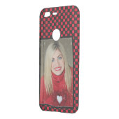 Your Family Photo Red & Black Checkerboard Uncommon Google Pixel Case (Back/Left)