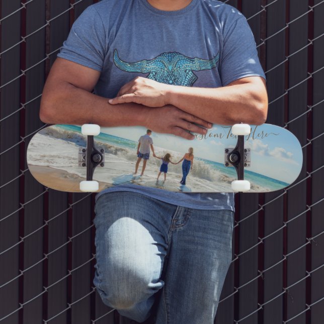 Your Family Photo Skateboard with Custom Text (Outdoor 3)