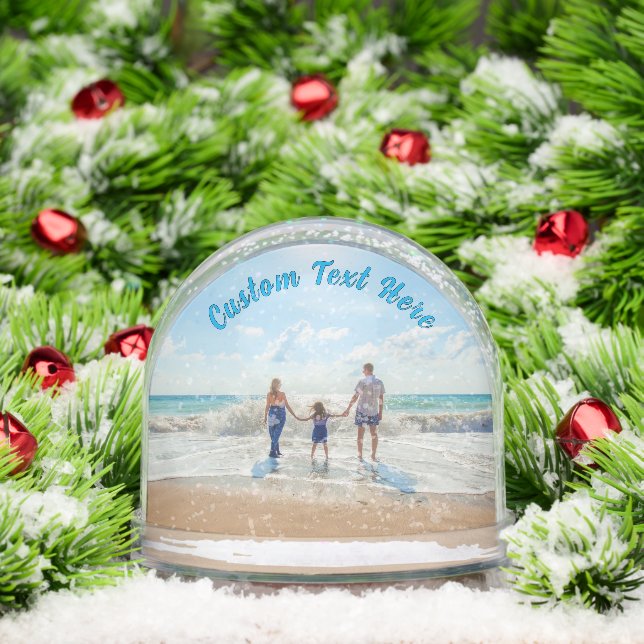 Your Family Photo with Custom Text Personalized Snow Globe (Christmas)