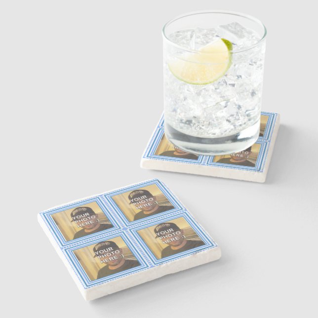 Your Family Photos Personalized Stone Coaster (Side)