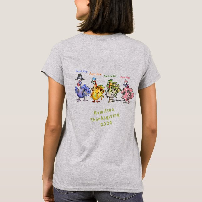 Your Family Thanksgiving (3) Green Turkey T shirt (Back)