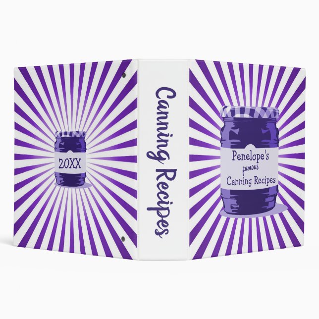 Your Famous Canning Recipes Purple Jelly Jar Dated 3 Ring Binder (Background)