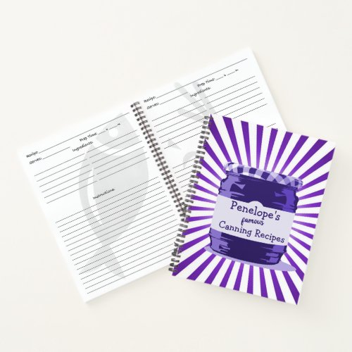 Your Famous Canning Recipes Purple Jelly Jar Dated Notebook