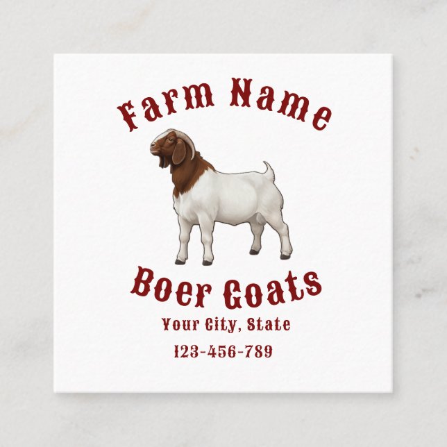 Your Farm Boer Goats Square Business Card (Front)