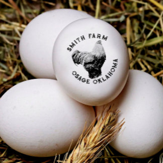 Your Farm Name with Brahma Chicken Hen Egg Stamp